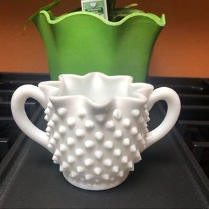 VTG FENTON HOBNAIL MILK GLASS SUGAR BOWL